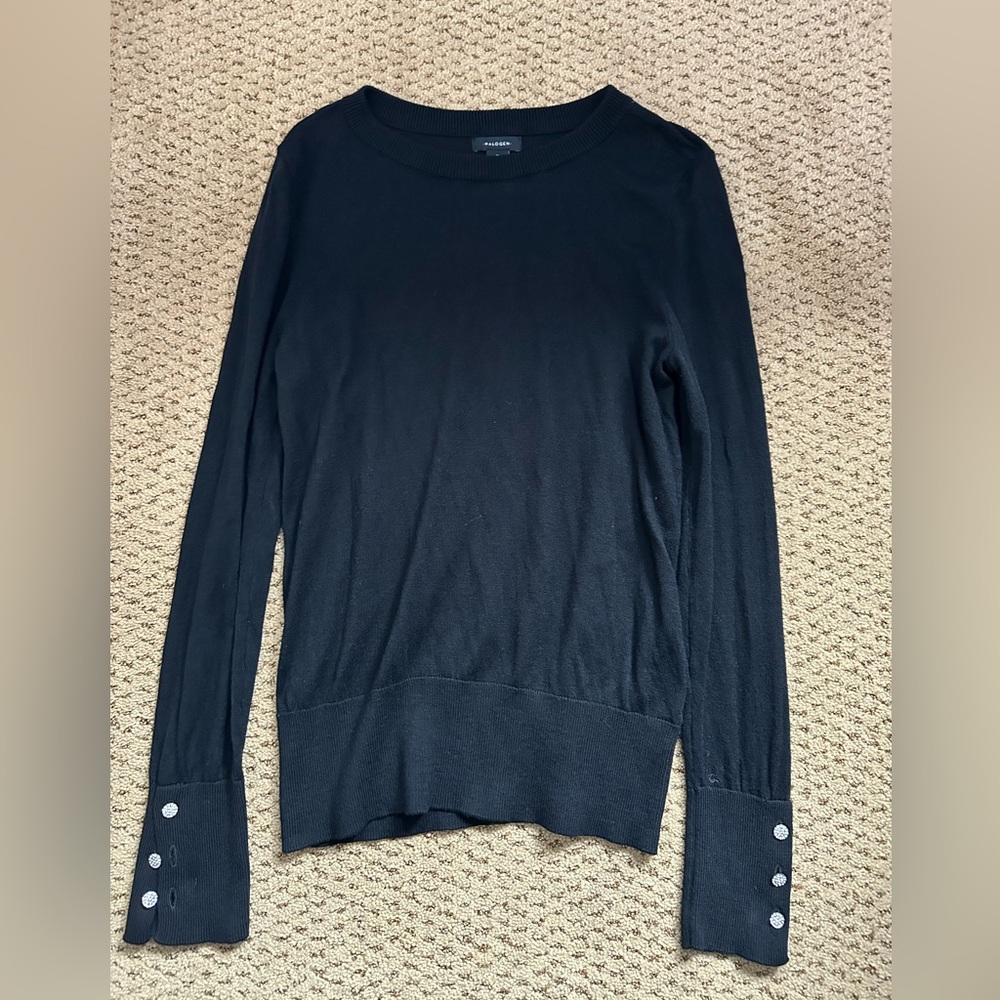 Halogen Black Sweater with Button Accents